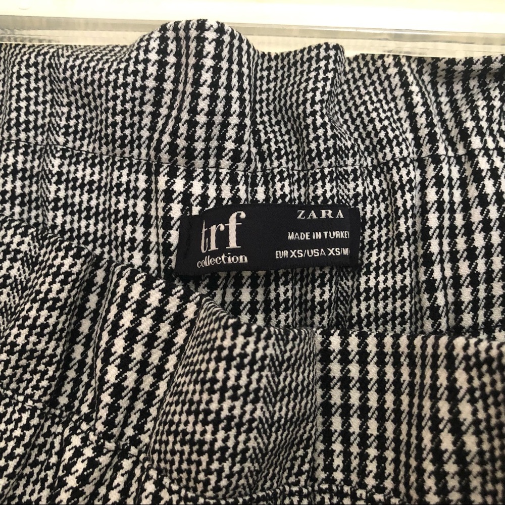 High-waisted plaid trousers